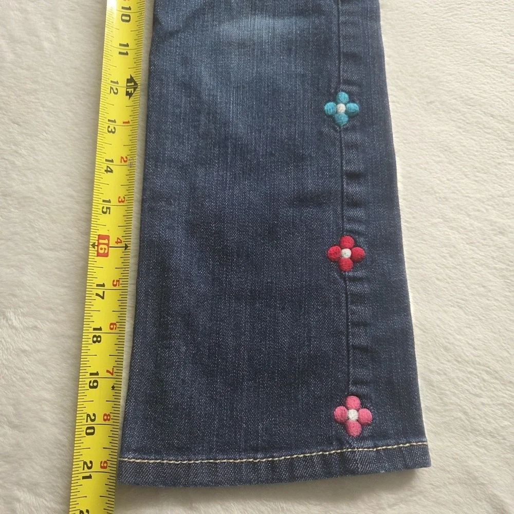 Gymboree Y2k Denim‎ Jeans Embroidered Flowers Girls Sz 7